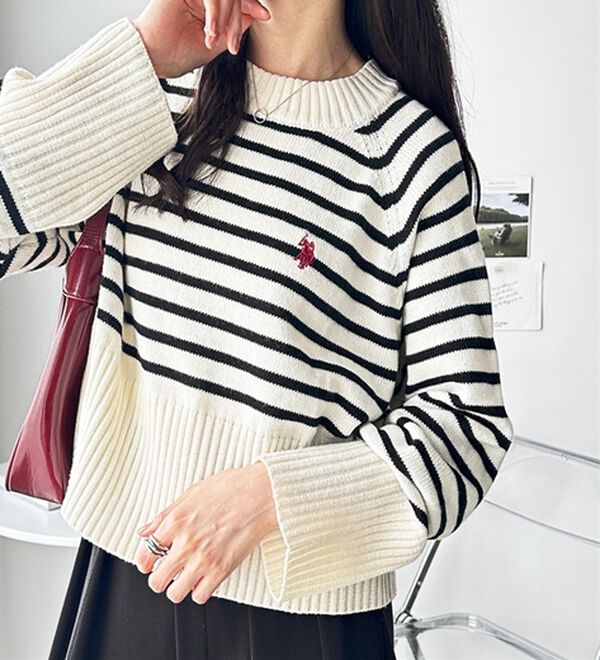 GeeRA（ジーラ）の「【ＵＳ．ＰＯＬＯ　ＡＳＳＮ】ショート丈ニット（ニット・セーター）」｜詳細画像