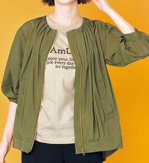 VINNO（ヴィノ）の「袖ボリュームデザインはっ水ブルゾン（ブルゾン）」｜カーキ