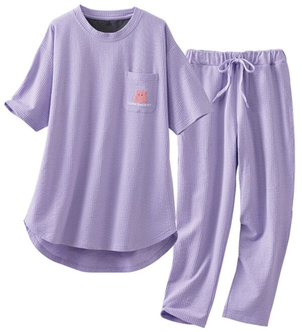 LAVIENNE（ラヴィエンヌ）の「＜遠赤外線ウェア＞ゆるスイミーサッカーセットアップ（パジャマ・ルームウェア）」｜ラベンダー