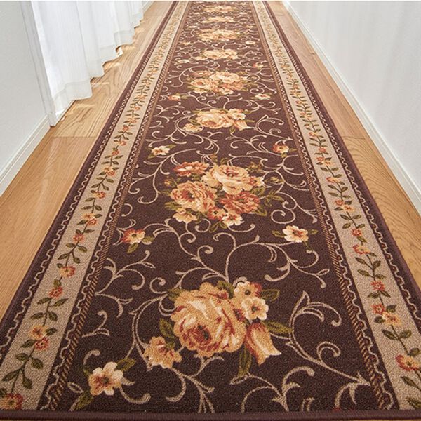 「絵羽柄はっ水加工カーペット（カーペット）」｜ブラウン