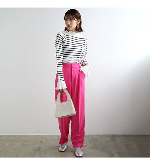 GeeRA（ジーラ）の「プリーツ付ハイネックリブニットトップス（ニット・セーター）」｜詳細画像