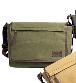 「＜クロコダイル＞洗い加工帆布ショルダーバッグ（その他メンズバッグ）」｜カーキ