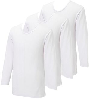 「【３枚組】温もり工房）　肌側綿１００％しっとり暖かインナー（メンズ肌着・インナーウェア）」｜オフホワイト3枚組 長袖丸首