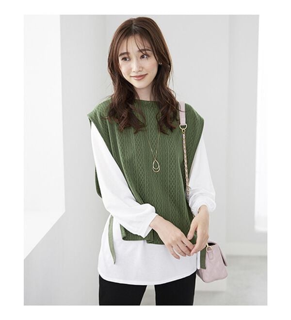 BELLUNA（ベルーナ）の「カットソージャカード素材ベストアンサンブル（アンサンブル）」｜詳細画像