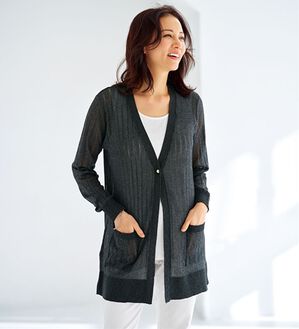 BELLUNA（ベルーナ）の「陽射し対策！フラッシュニットカーディガン（ニットカーディガン）」｜黒