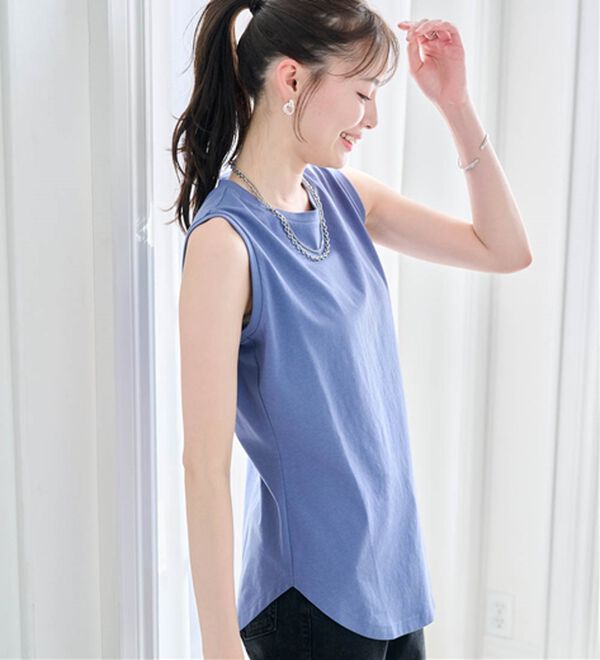 RANAN（ラナン）の「ひんやり！＜BC＞綿100％タンクトップ【選べる着丈】（カットソー）」｜詳細画像