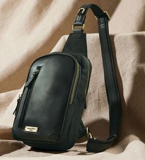 「＜モンテスピガ＞ワックスコットン&times;オイルレザーボディ（メンズボディバッグ・ウエストポーチ）」｜詳細画像