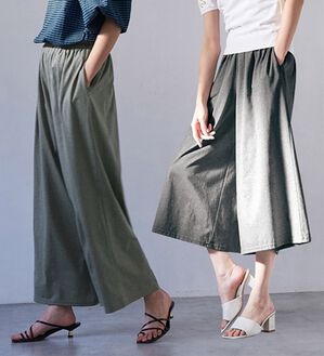 RANAN（ラナン）の「ひんやり！レディゆるシルエットワイドパンツ（ワイドパンツ・ガウチョ）」｜チャコールグレー