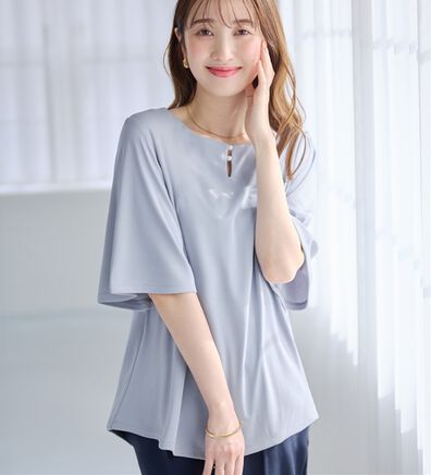 alotta（アロッタ）の「パールデザイン５分袖Ｔシャツブラウス（ブラウス）」