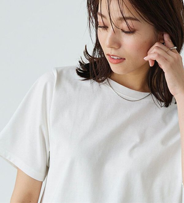 Pierrot（ピエロ）の「【選べるネック】シルケットコットンＴシャツ（Tシャツ）」｜詳細画像