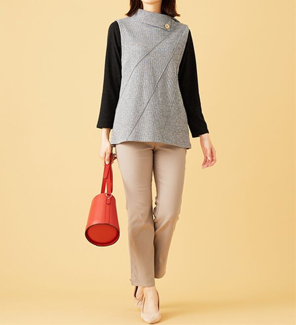 BELLUNA（ベルーナ）の「【2点セット】裏起毛素材衿デザインアンサンブル（アンサンブル）」｜詳細画像