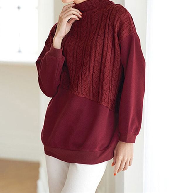 BELLUNA（ベルーナ）の「ケーブルニット使いプルオーバー（カットソー）」｜詳細画像