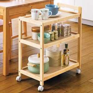 「天然木キッチンワゴン（調理台・キッチンカウンター）」｜詳細画像