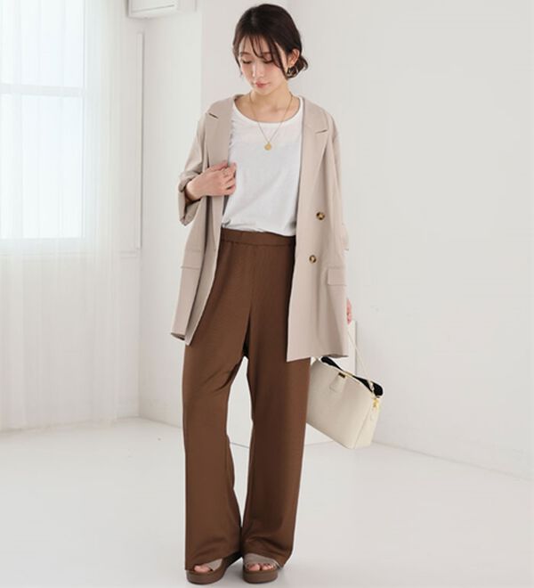 A HAPPY MARILYN（アハッピーマリリン）の「【Ｌ～８Ｌ】丈が選べる！さらトロリブイージーパンツ（ワイドパンツ・ガウチョ）」｜詳細画像