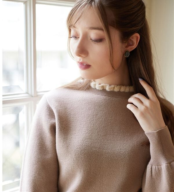 alotta（アロッタ）の「毛布のように温かい　裏シャギーパフ袖ニット（ニット・セーター）」｜詳細画像