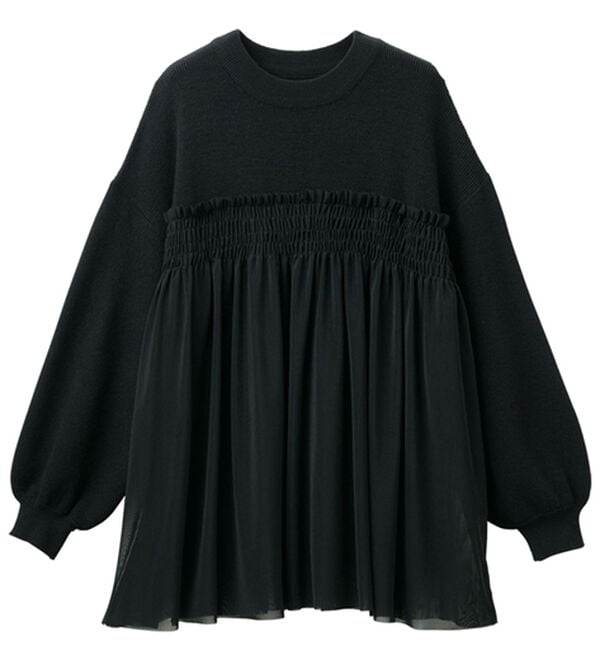 RANAN（ラナン）の「洗える！ビスチェ風チュールドッキングニット＜ムースタッチライト＞（ニット・セーター）」｜詳細画像