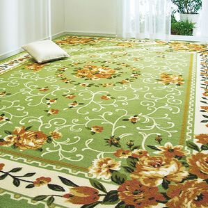 「絵羽柄はっ水加工カーペット（カーペット）」｜グリーン