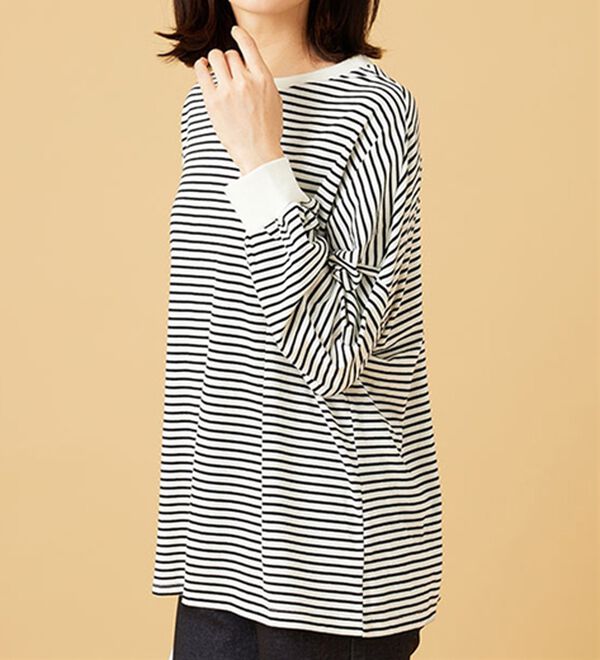 BELLUNA（ベルーナ）の「ゆったり体型カバー！ボーダープルオーバー（カットソー）」｜詳細画像