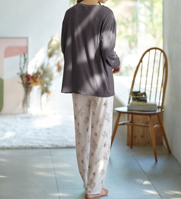 YU'NOW（ユナウ）の「レーヨンブレンドハラマキパジャマ２点セット（パジャマ・ルームウェア）」｜詳細画像