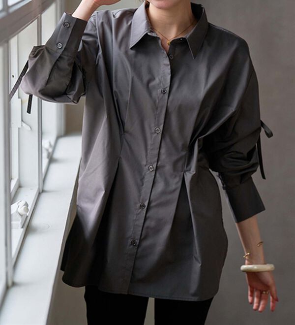 RANAN（ラナン）の「ウエストタック袖リボンシャツ（シャツ）」｜詳細画像