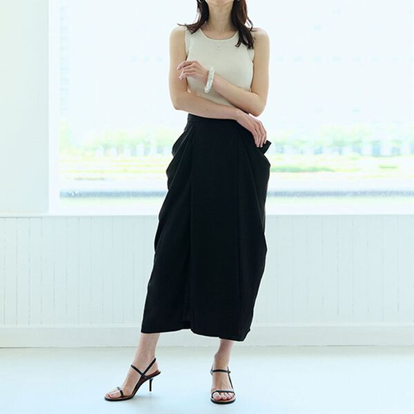RANAN（ラナン）の「麻調素材ポケットデザインスカート（ロングスカート）」｜詳細画像