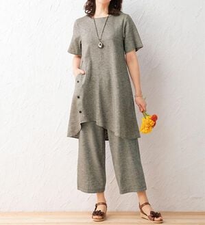 ルフラン（ルフラン）の「麻綿デザインスーツ＜アネモ＞（セットアップ）」｜茶系