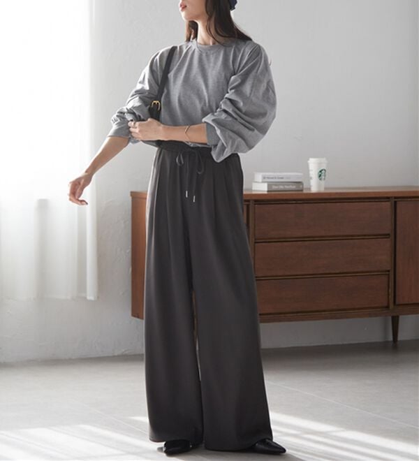 RANAN（ラナン）の「ひんやり！とろみ2タック体型カバーパンツ（フルレングスパンツ）」｜詳細画像