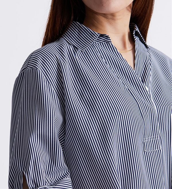 BELLUNA（ベルーナ）の「【接触冷感】麻調素材袖リボン使いシャツチュニック（チュニック）」｜詳細画像