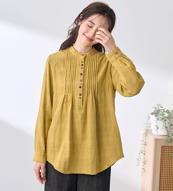 BELLUNA（ベルーナ）の「綿１００％ダブルガーゼオーバーブラウス（ブラウス）」｜詳細画像