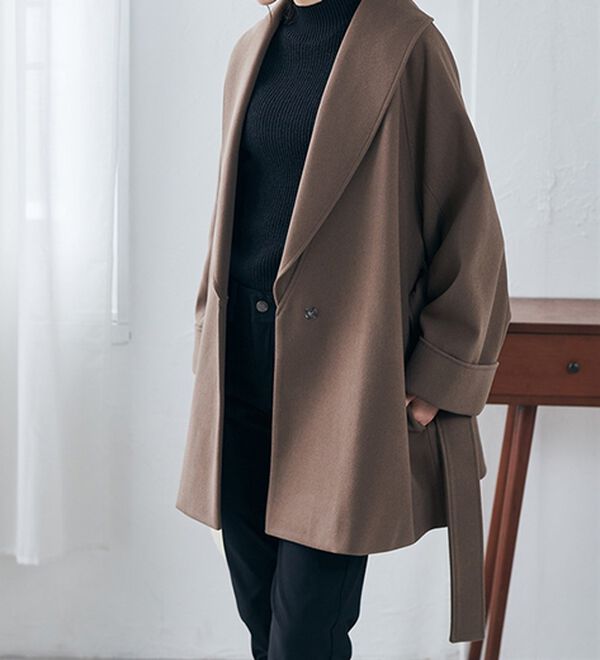 RANAN（ラナン）の「ウール調ビッグカラーガウンコート（ハーフコート）」｜詳細画像