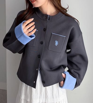 RANAN（ラナン）の「＜U.S.POLO ASSN.＞Ｗフェイスバイカラーカーディガン（ニットカーディガン）」