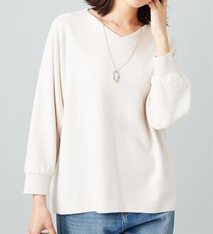 BELLUNA（ベルーナ）の「【2点セット】ネックレス付ジャカード素材プルオーバー（カットソー）」｜アイボリー