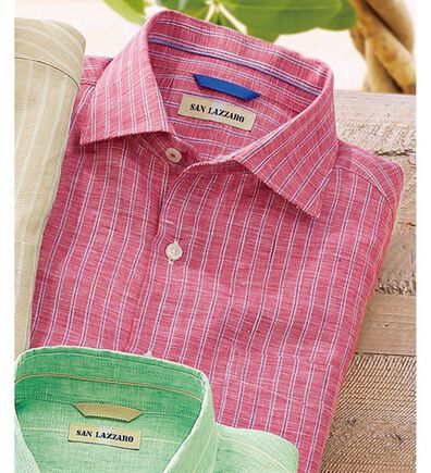 「きちんと見えるフレンチリネン１００％シャツ（メンズシャツ）」