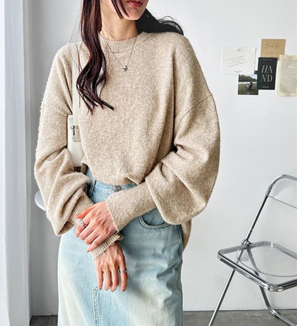 GeeRA（ジーラ）の「ゆるっと柔らか！袖ボリュームメランジニット（ニット・セーター）」｜詳細画像