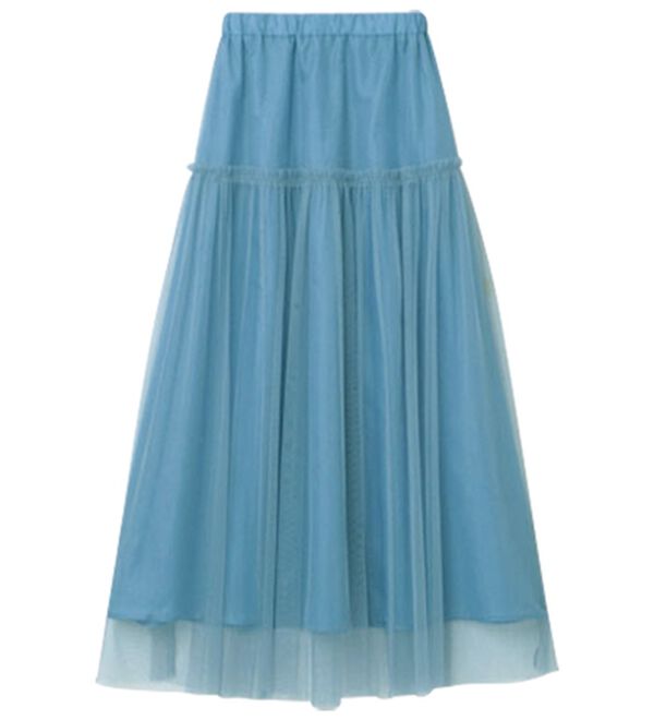RANAN（ラナン）の「ふわっと可愛いフリルギャザーチュールスカート（ロングスカート）」｜詳細画像