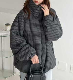 GeeRA（ジーラ）の「チェック中綿ダブルジップブルゾン（ブルゾン）」｜グリーン系