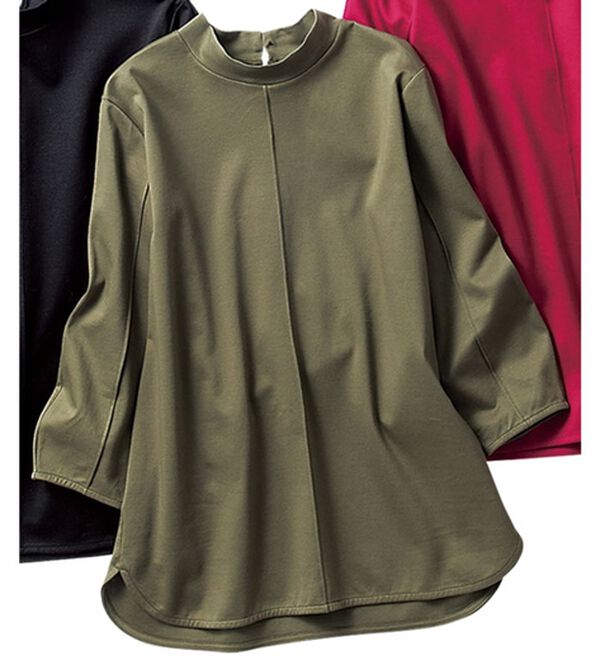 VINNO（ヴィノ）の「＜日本製＞美の艶コットン１００％デザインプルオーバー（カットソー）」｜カーキ