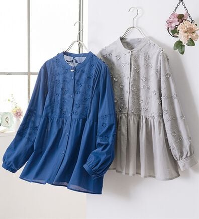 ルフラン（ルフラン）の「【２色組】２デザインのたっぷり刺しゅうブラウス（ブラウス）」