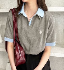 GeeRA（ジーラ）の「【ＵＳ．ＰＯＬＯ．ＡＳＳＮ】衿付ポロニットトップス（ニット・セーター）」
