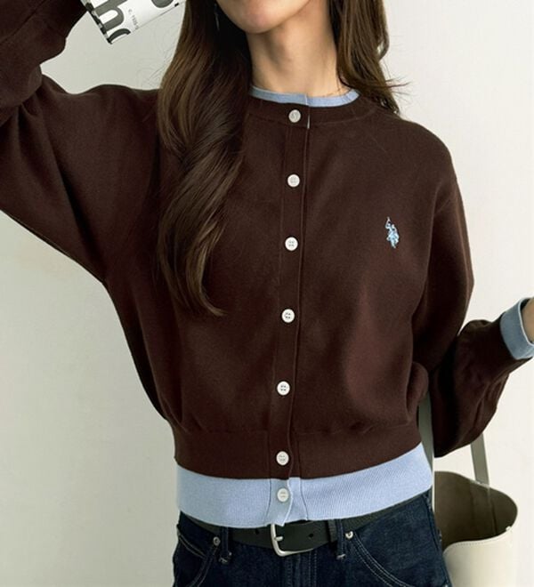GeeRA（ジーラ）の「【U.S. POLO ASSN.】レイヤード風バイカラーカーデ（ニットカーディガン）」｜詳細画像