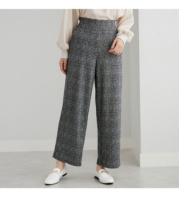 BELLUNA（ベルーナ）の「ぐんぐん伸びてラク！ジャカードワイドパンツ（ワイドパンツ・ガウチョ）」｜詳細画像