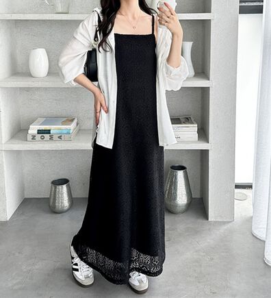 GeeRA（ジーラ）の「前後２ＷＡＹパネルレースキャミワンピース（その他ワンピース）」