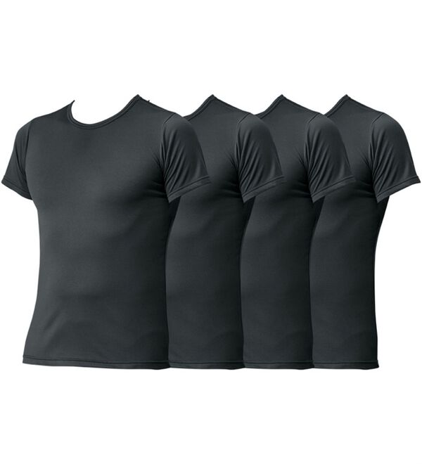 「【４枚組】抗菌防臭・マイクロファイバー裏起毛あったかインナー４枚組（シャツ）　半袖丸首（メンズ肌着・インナーウェア）」｜詳細画像