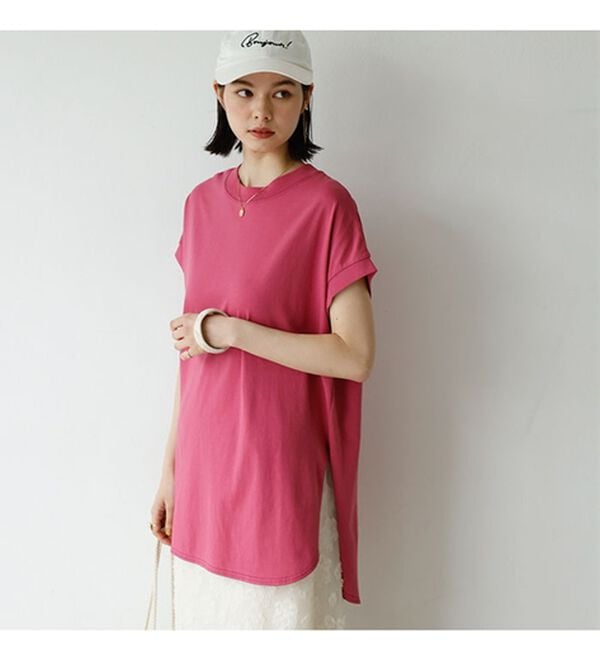 GeeRA（ジーラ）の「綿１００％フレンチスリーブチュニックＴシャツ（カットソー）」｜詳細画像