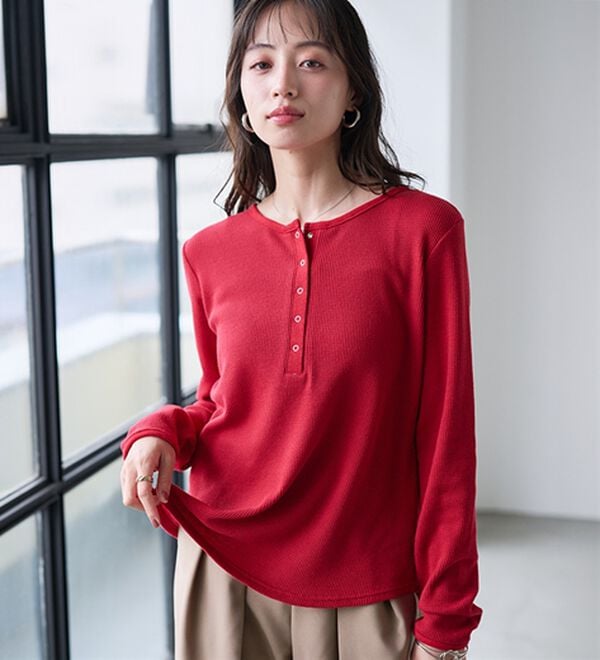 RANAN（ラナン）の「ヘンリーネックワッフルロンＴ（カットソー）」｜詳細画像