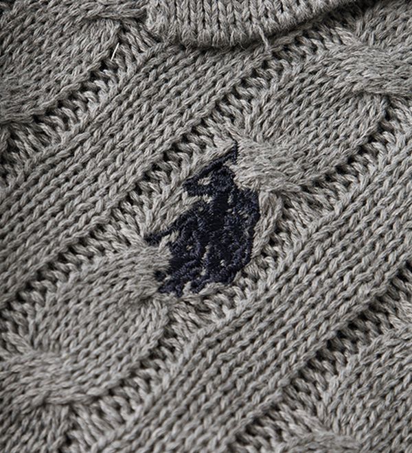 RANAN（ラナン）の「＜Ｕ．Ｓ．Ｐ＞刺繍長袖ケーブルポロニット（ニット・セーター）」｜詳細画像
