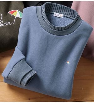 「＜アーノルド　パーマー＞技ありニット使い裏ボアトレーナー（メンズトレーナー）」｜ブルーグレー