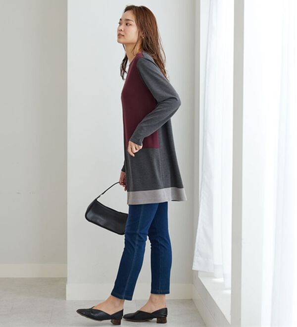 BELLUNA（ベルーナ）の「かのこ素材配色ブロッキングチュニック（チュニック）」｜詳細画像