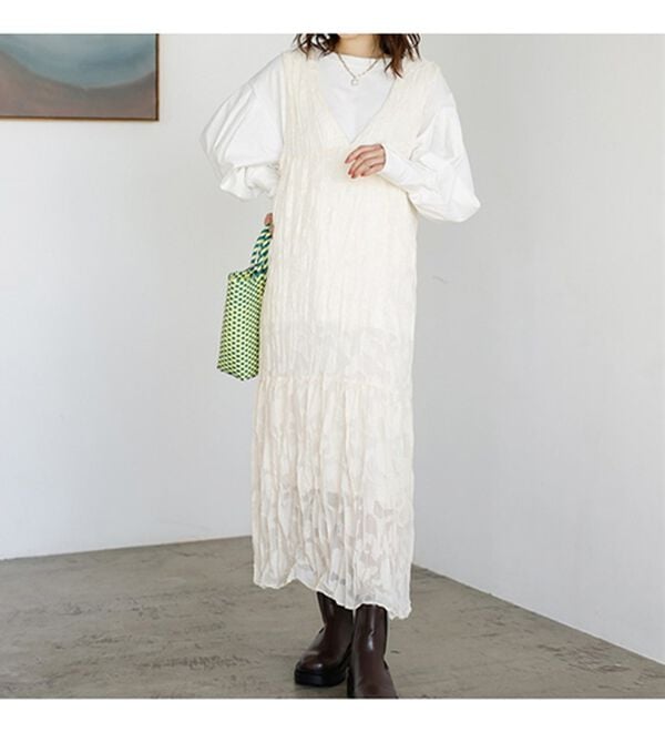 GeeRA（ジーラ）の「フラワージャカードノースリーブワンピース（その他ワンピース）」｜詳細画像