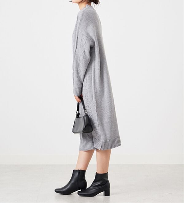 BELLUNA（ベルーナ）の「ケーブル柄ロング丈ニットワンピース（ニットワンピース）」｜詳細画像